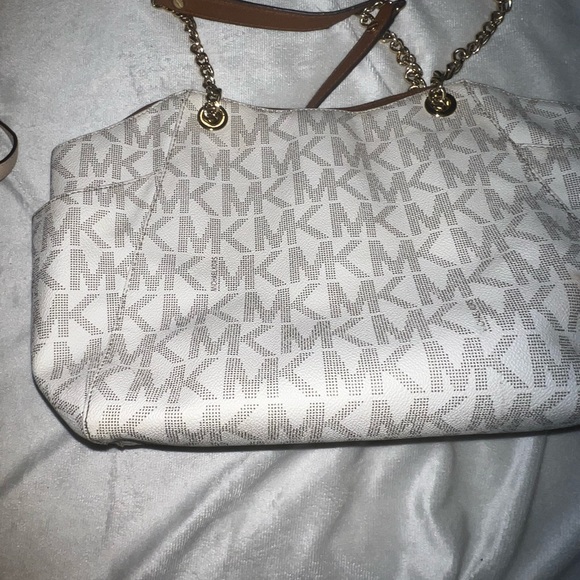 MICHAEL KORS… 3-Piece Purse Set… White, Gold, and Brown Leather…with MK Lock - Picture 10 of 13